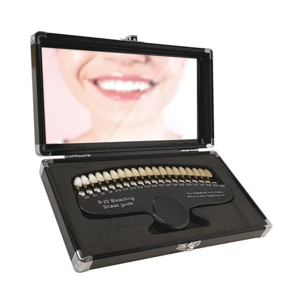 r-20 tooth shade guide in open case with mirror